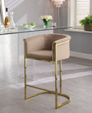 Donatella Contemporary Stool with Luxurious Velvet Upholstery and Elegant Gold Steel Base Support