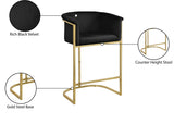 Donatella Contemporary Stool with Luxurious Velvet Upholstery and Elegant Gold Steel Base Support