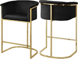 Donatella Contemporary Stool with Luxurious Velvet Upholstery and Elegant Gold Steel Base Support
