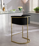 Donatella Contemporary Stool with Luxurious Velvet Upholstery and Elegant Gold Steel Base Support