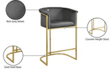 Donatella Contemporary Stool with Luxurious Velvet Upholstery and Elegant Gold Steel Base Support