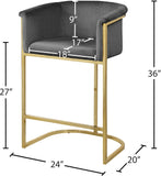 Donatella Contemporary Stool with Luxurious Velvet Upholstery and Elegant Gold Steel Base Support