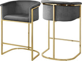Donatella Contemporary Stool with Luxurious Velvet Upholstery and Elegant Gold Steel Base Support