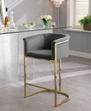 Donatella Contemporary Stool with Luxurious Velvet Upholstery and Elegant Gold Steel Base Support