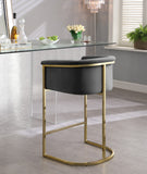 Donatella Contemporary Stool with Luxurious Velvet Upholstery and Elegant Gold Steel Base Support