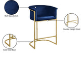 Donatella Contemporary Stool with Luxurious Velvet Upholstery and Elegant Gold Steel Base Support