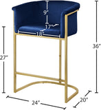 Donatella Contemporary Stool with Luxurious Velvet Upholstery and Elegant Gold Steel Base Support