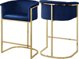 Donatella Contemporary Stool with Luxurious Velvet Upholstery and Elegant Gold Steel Base Support