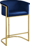 Donatella Contemporary Stool with Luxurious Velvet Upholstery and Elegant Gold Steel Base Support