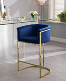 Donatella Contemporary Stool with Luxurious Velvet Upholstery and Elegant Gold Steel Base Support