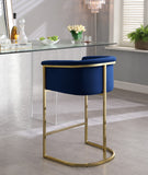 Donatella Contemporary Stool with Luxurious Velvet Upholstery and Elegant Gold Steel Base Support