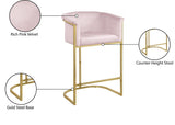 Donatella Contemporary Stool with Luxurious Velvet Upholstery and Elegant Gold Steel Base Support