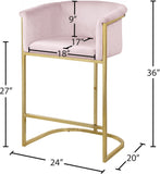 Donatella Contemporary Stool with Luxurious Velvet Upholstery and Elegant Gold Steel Base Support