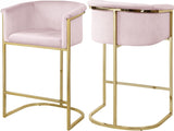 Donatella Contemporary Stool with Luxurious Velvet Upholstery and Elegant Gold Steel Base Support