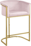 Donatella Contemporary Stool with Luxurious Velvet Upholstery and Elegant Gold Steel Base Support