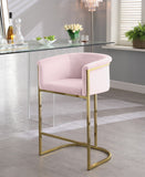 Donatella Contemporary Stool with Luxurious Velvet Upholstery and Elegant Gold Steel Base Support