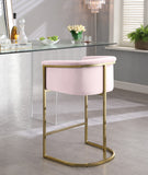 Donatella Contemporary Stool with Luxurious Velvet Upholstery and Elegant Gold Steel Base Support