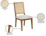 Butterfly Cream Linen Dining Chairs - Set of 2 with Mid-Century Style & Natural Cane Backrest
