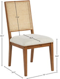 Butterfly Cream Linen Dining Chairs - Set of 2 with Mid-Century Style & Natural Cane Backrest