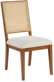 Butterfly Cream Linen Dining Chairs - Set of 2 with Mid-Century Style & Natural Cane Backrest
