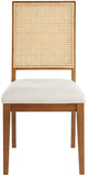 Butterfly Cream Linen Dining Chairs - Set of 2 with Mid-Century Style & Natural Cane Backrest