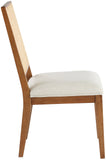Butterfly Cream Linen Dining Chairs - Set of 2 with Mid-Century Style & Natural Cane Backrest