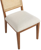 Butterfly Cream Linen Dining Chairs - Set of 2 with Mid-Century Style & Natural Cane Backrest