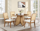 Butterfly Cream Linen Dining Chairs - Set of 2 with Mid-Century Style & Natural Cane Backrest