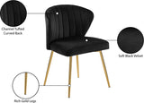 Finley Velvet Dining Chair Set of 2 - Elegant Curved Back with Gold Legs for Modern Dining Spaces