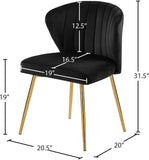 Finley Velvet Dining Chair Set of 2 - Elegant Curved Back with Gold Legs for Modern Dining Spaces