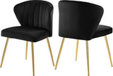 Finley Velvet Dining Chair Set of 2 - Elegant Curved Back with Gold Legs for Modern Dining Spaces