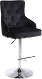 Claude Contemporary Adjustable Stool with Plush Velvet, Chrome Trim, and Deep Tufted Design for Comfort