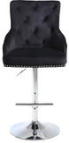 Claude Contemporary Adjustable Stool with Plush Velvet, Chrome Trim, and Deep Tufted Design for Comfort