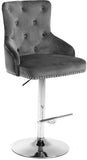 Claude Contemporary Adjustable Stool with Plush Velvet, Chrome Trim, and Deep Tufted Design for Comfort