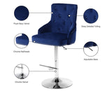 Claude Contemporary Adjustable Stool with Plush Velvet, Chrome Trim, and Deep Tufted Design for Comfort