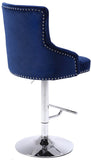 Claude Contemporary Adjustable Stool with Plush Velvet, Chrome Trim, and Deep Tufted Design for Comfort