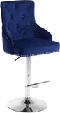 Claude Contemporary Adjustable Stool with Plush Velvet, Chrome Trim, and Deep Tufted Design for Comfort