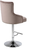 Claude Contemporary Adjustable Stool with Plush Velvet, Chrome Trim, and Deep Tufted Design for Comfort
