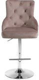 Claude Contemporary Adjustable Stool with Plush Velvet, Chrome Trim, and Deep Tufted Design for Comfort
