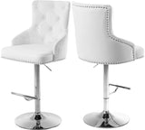 Claude Contemporary Adjustable Stool with Plush Velvet, Chrome Trim, and Deep Tufted Design for Comfort