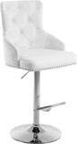 Claude Contemporary Adjustable Stool with Plush Velvet, Chrome Trim, and Deep Tufted Design for Comfort