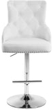 Claude Contemporary Adjustable Stool with Plush Velvet, Chrome Trim, and Deep Tufted Design for Comfort
