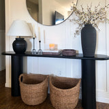 Baguette 70" Oval Black Solid Wood Console Table