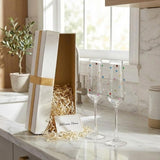Confetti Champagne Flutes Set of 2, 6.59oz Colorful Clear Glass