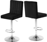 Joel Velvet Adjustable Stool Set of 2 - Luxurious Comfort with Chrome Base for Modern Spaces