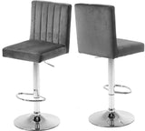 Joel Velvet Adjustable Stool Set of 2 - Luxurious Comfort with Chrome Base for Modern Spaces