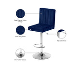 Joel Velvet Adjustable Stool Set of 2 - Luxurious Comfort with Chrome Base for Modern Spaces