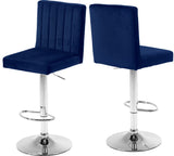 Joel Velvet Adjustable Stool Set of 2 - Luxurious Comfort with Chrome Base for Modern Spaces