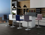 Joel Velvet Adjustable Stool Set of 2 - Luxurious Comfort with Chrome Base for Modern Spaces