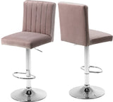 Joel Velvet Adjustable Stool Set of 2 - Luxurious Comfort with Chrome Base for Modern Spaces